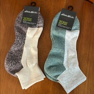 Womens Eddie Bauer Trail Coolmax Quarter Socks NWT Set of 2